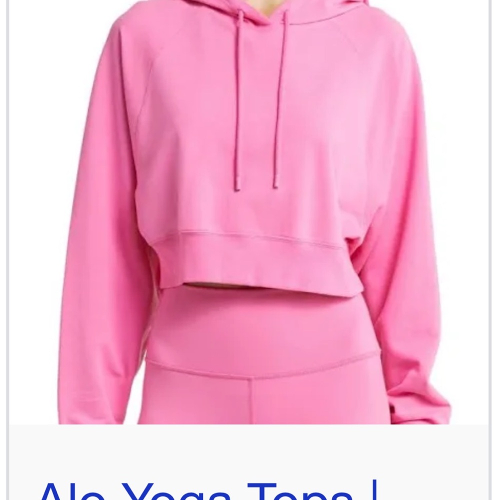 ALO Yoga Pink Cropped Hoodie Sweatshirt